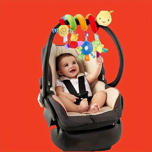 Plush Hanging Crib Toy - Cute Animal Shape with Rainbow Colors - Perfect for Strollers and Car Seats - Ideal Baby Gift for New Moms