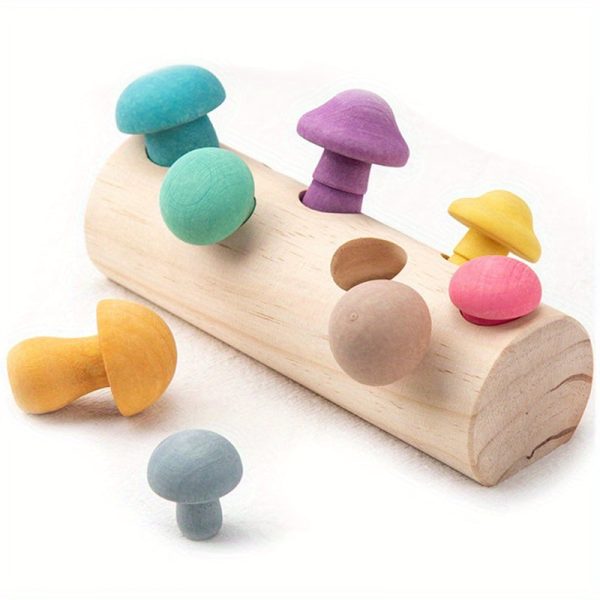 Wooden Macaroon Mushroom Toy for Early Education and Concentration Training - Fun and Engaging Baby Toy!