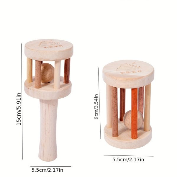 Beechwood Simple Baby Hand Rattles Car Early Learning Wooden Baby Grasping Soothing Nibbling Toys Large Particles