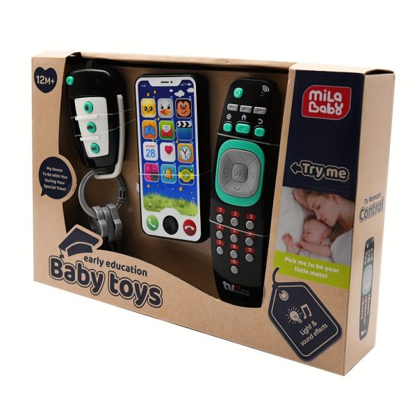 Baby Music Toy Set with Simulated Remote Control, Car Key, and Mobile Phone - Enhance Your Child's Imagination and Coordination Skills