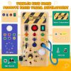 Montessori Toddler Busy Board, Baby Wooden Busy Board With 8 LED Light Switches, Light Switch Toy, Travel Toy For Baby And Toddler