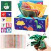 Montessori Baby Sensory Toy Set - Crinkle Paper Scarves and Tissue Box Toy for Early Learning and Development - Perfect Christmas or Easter Gift Idea