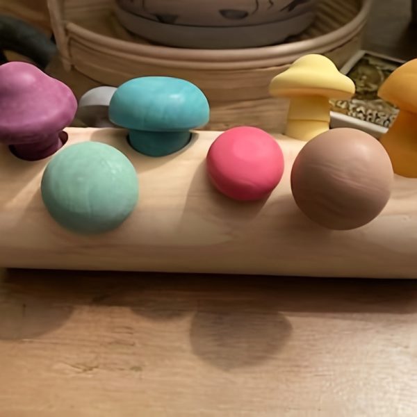 Wooden Macaroon Mushroom Toy for Early Education and Concentration Training - Fun and Engaging Baby Toy!
