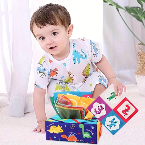 Montessori Baby Sensory Toy Set - Crinkle Paper Scarves and Tissue Box Toy for Early Learning and Development - Perfect Christmas or Easter Gift Idea