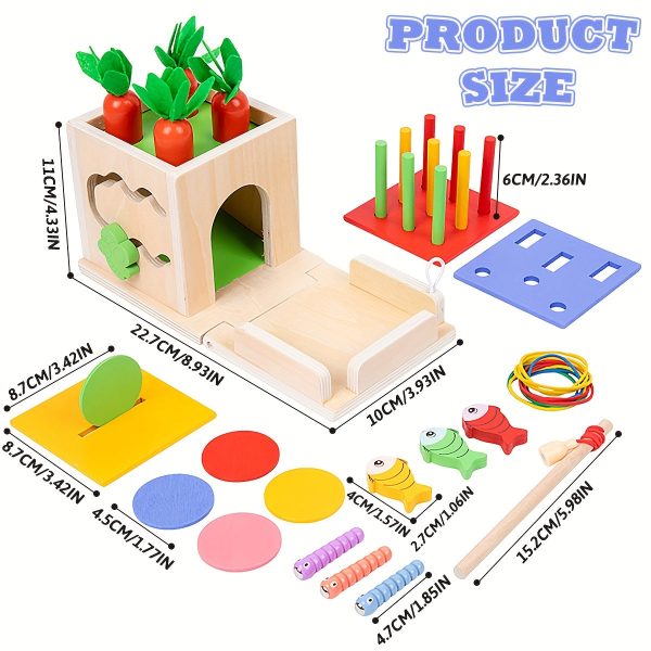 Montessori Carrot Shape Matching Toy - 8-in-1 Wooden Puzzle for Kids' Early Education and Sensory Development