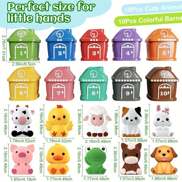 10pcs Montessori Farm Animal Learning Toys for Toddlers - Counting, Matching, Sorting, and Fine Motor Games - Perfect Christmas, Birthday, or Easter Gift for Baby Boys and Girls