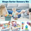 6 In 1 Baby Toys, Montessori Toy Soft Building Blocks Stacking Ring Infant Teething Toy Pull String Toy, Suction Cup Spinner Toy Eggs Color Matching Game Shape Sorter Sensory Bin