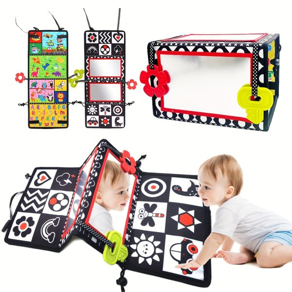 Tummy Time Mirror Toy, Foldable Floor Mirror Toy, Montessori Early Educational Toy
