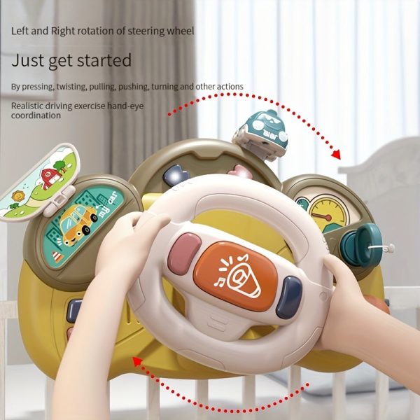 Interactive Steering Wheel Toy for Kids - Realistic Co-pilot Experience with Sound Effects, Soft Lighting, and Magic Tape Strap - Multi-functional and Fun Learning Tool in Gift Box Packaging