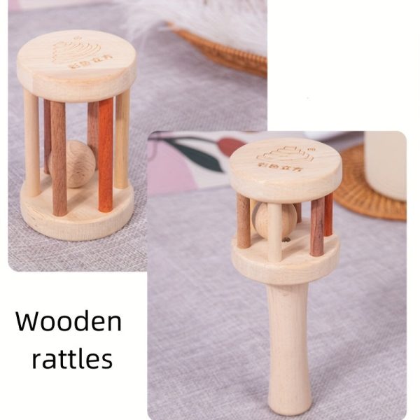 Beechwood Simple Baby Hand Rattles Car Early Learning Wooden Baby Grasping Soothing Nibbling Toys Large Particles