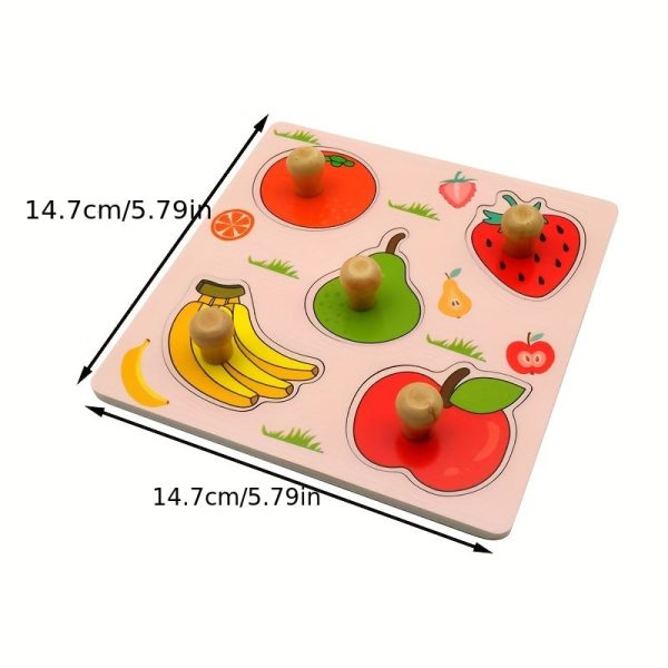 Montessori Fruit Puzzle Board for Kids - 3D Wooden Toy for Early Education and Cognitive Development