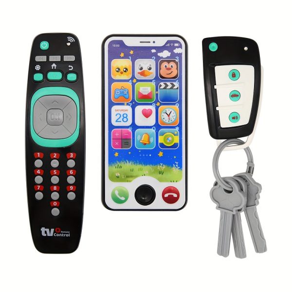 Baby Music Toy Set with Simulated Remote Control, Car Key, and Mobile Phone - Enhance Your Child's Imagination and Coordination Skills
