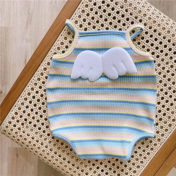 Newborn Striped Romper Baby Girls Candy Color Bodysuit Infant Sling Vest Wearing Summer Clothes New Child Fashion Tops Clothes