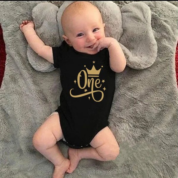 One Year Baby Birthday Bodysuits Cotton Short Sleeve Baby Boys Girls Rompers Jumpssuit Toddler Baby Birthday Gifts Clothes