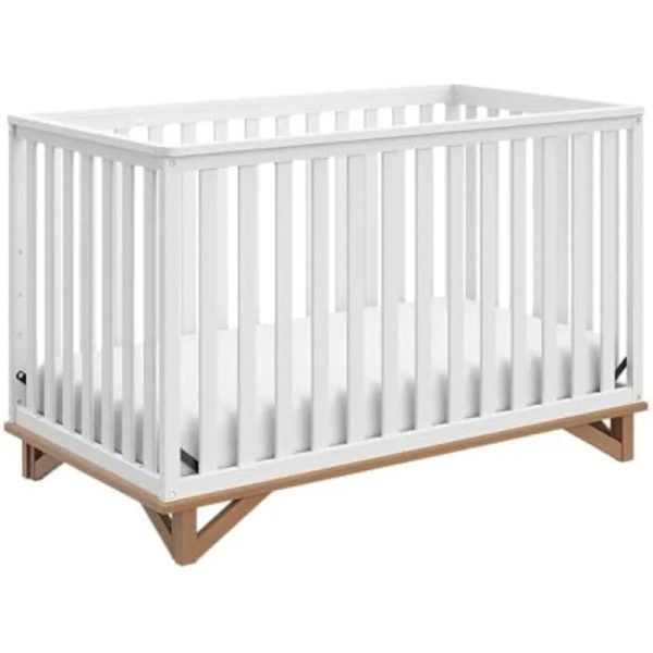 Modern Design 5-in-1 Convertible Crib (White with Vintage Driftwood)