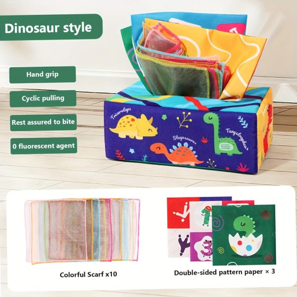 Montessori Baby Sensory Toy Set - Crinkle Paper Scarves and Tissue Box Toy for Early Learning and Development - Perfect Christmas or Easter Gift Idea
