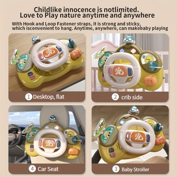 Interactive Steering Wheel Toy for Kids - Realistic Co-pilot Experience with Sound Effects, Soft Lighting, and Magic Tape Strap - Multi-functional and Fun Learning Tool in Gift Box Packaging