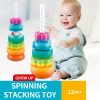 New Rotating Rainbow Rotating Music Stacking Music Baby Infant Color Shape Cognition Early Education Puzzle Development Intelligence Sleeve Circle Children's Toys For Boys And Girls