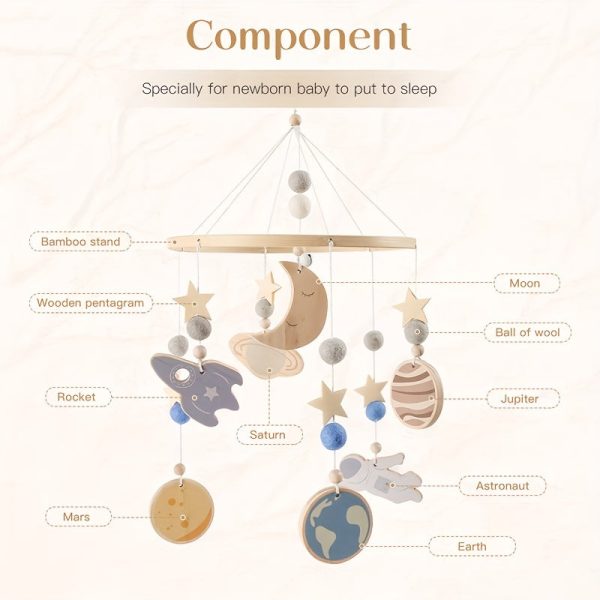 Wooden Space Bed Bell - Calming and Entertaining for Babies