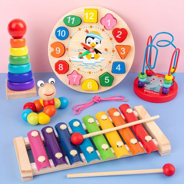 Engage In Educational Toys For Babies And Children: Winding Beads, Building Blocks, Musical Percussion And More, Gifts For Christmas And Halloween, 5 In 1 Children's Toys