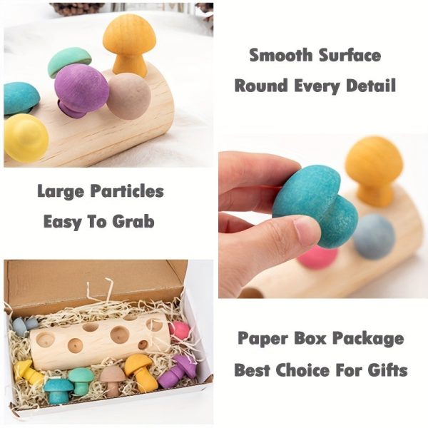 Wooden Macaroon Mushroom Toy for Early Education and Concentration Training - Fun and Engaging Baby Toy!