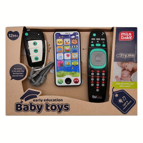 Baby Music Toy Set with Simulated Remote Control, Car Key, and Mobile Phone - Enhance Your Child's Imagination and Coordination Skills